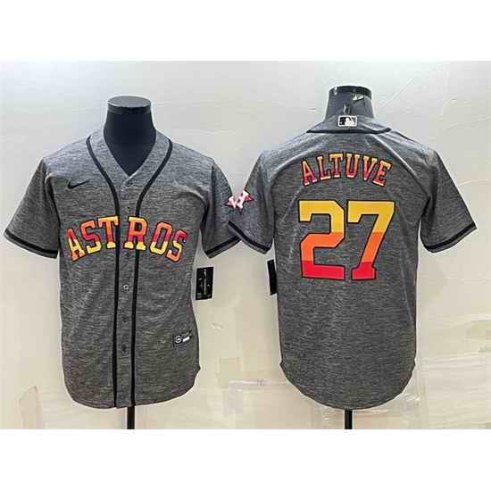 Men Houston Astros 27 Jose Altuve Grey Cool Base Stitched Baseball Jersey
